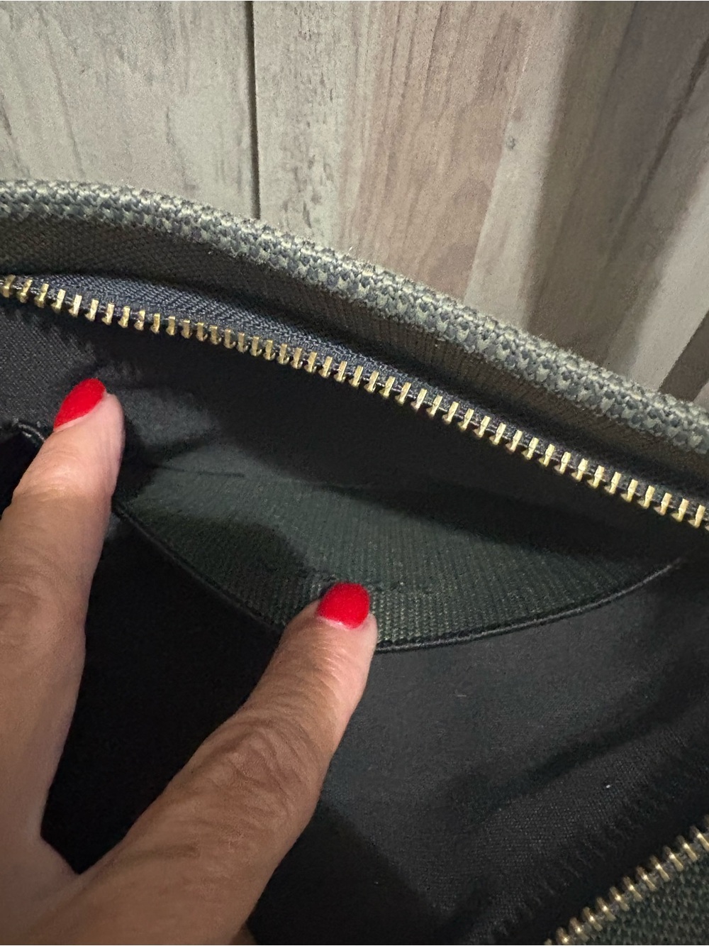 Rothy's Green Dual-Zip Crossbody with Black Stripe and Gold Hardware - Picture 2 of 6